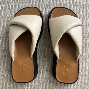 Flattered Bea Creme Leather Flat Sandals